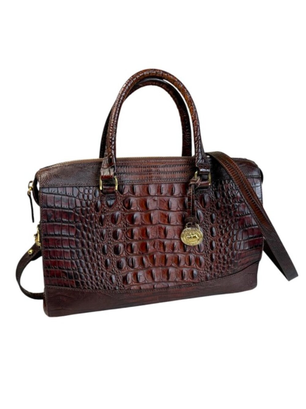 Brahmin Finley Small Satchel Handbag, Pecan Melbourne